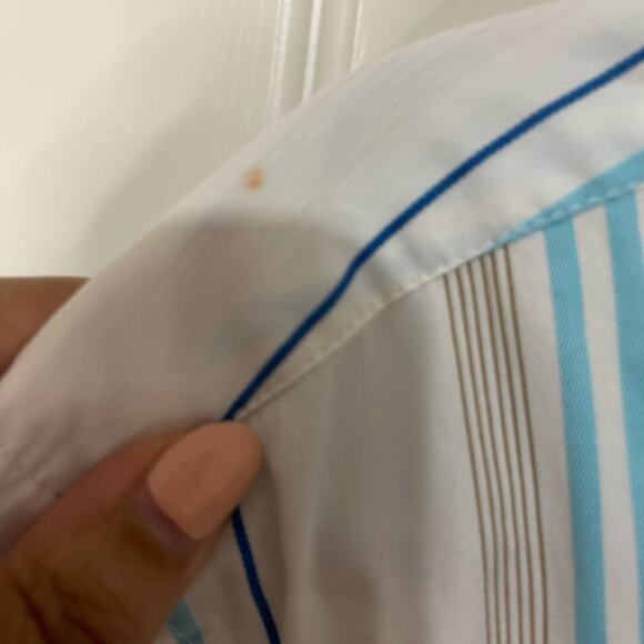 Abercrombie & Fitch Men’s Y2K Muscle White Blue Stripe Button Down Shirt XXL - Picture 7 of 7